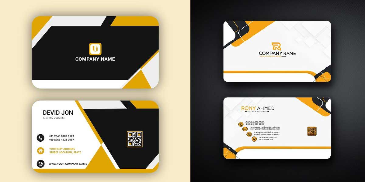 کارت ویزیت مشکی و نارنجی برای حسابداری