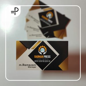 کارت ویزیت طلایی و مشکی براق برای ماشین سازی