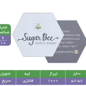 کارت ویزیت هشت ضلعی سلفون براق