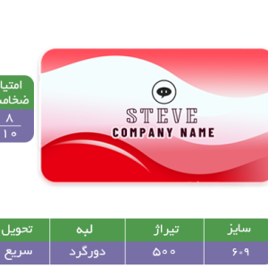 کارت ویزیت لمینت براق مستطیلی دورگرد